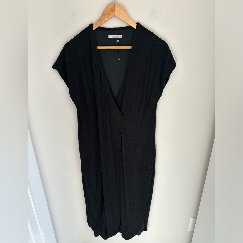 MM. La‎ Fleur black crepe wrapped capped sleeve midi dress size 8
